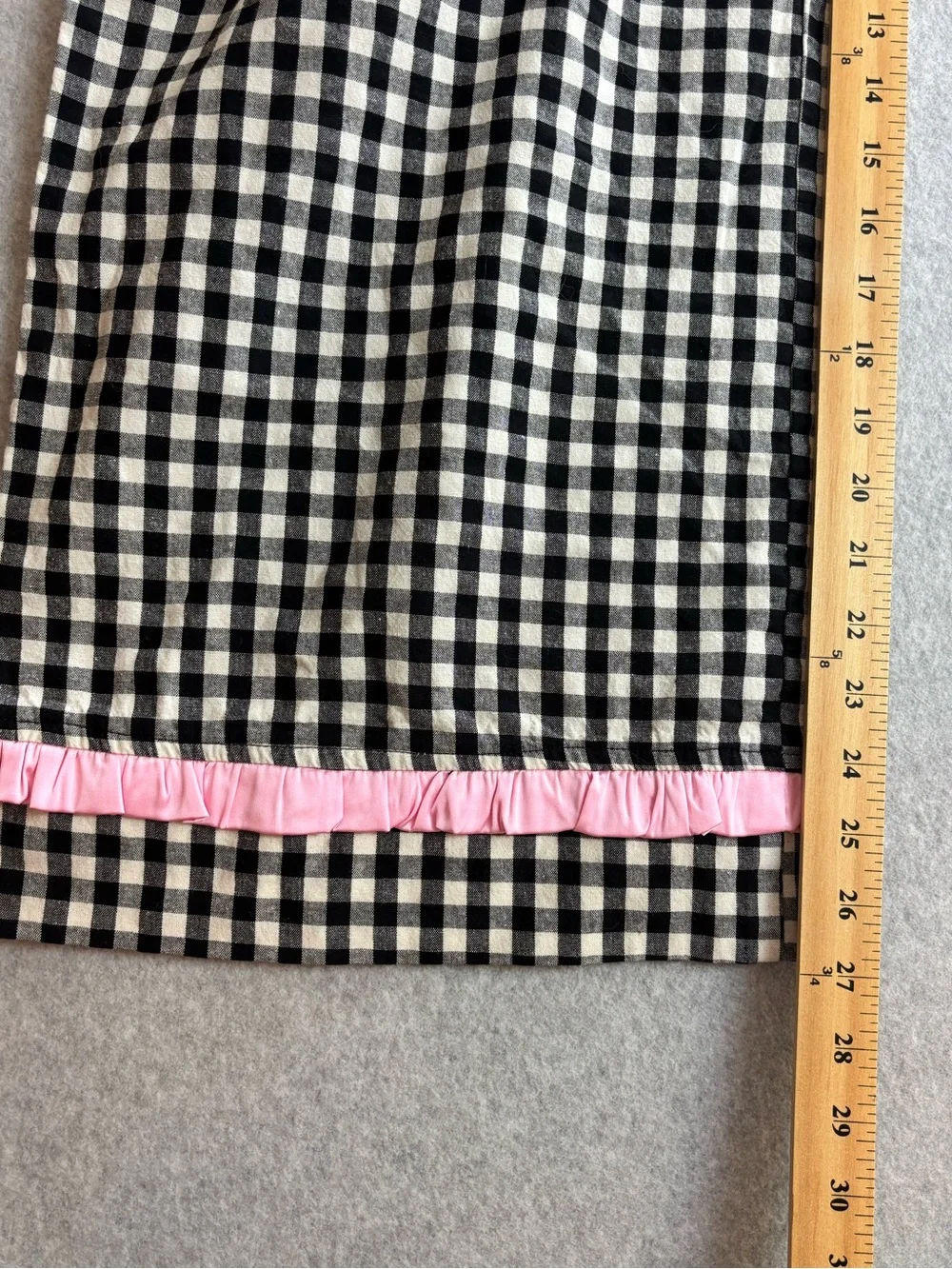 Rareraw Black & White Gingham Pink Satin Ruffle Bow Pants Size Small W/ Pockets